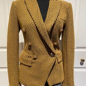 L'AGENCE DARK BEIGE AND BLACK ABSTRACT BLAZER IN SIZE 0